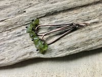 Image 1 of In Olive Green earrings * Raw Peridot and copper / n208