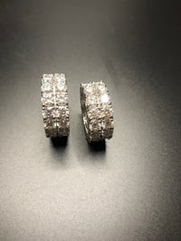 Image 4 of 10MM WIDTH 925 STERLING SILVER/GOLD MOISSANITE TWO ROW RING