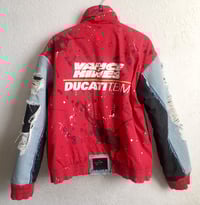 Image 2 of Jean Junky Premium, One Of A Kind Red Vanson/Ducati-Team Jacket W/Ripped Denim & Paint Splash Detail