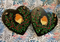 Image 2 of Large Winter Robin~ slate heart