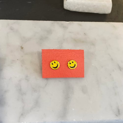Image of Enamel Smiley Face Stud Earrings