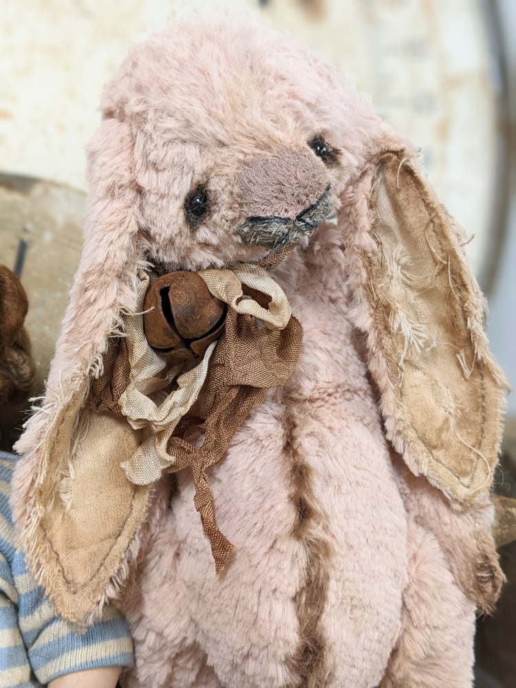Image of 8.5" - Vintage Shabby Lop-Eared  Dusty Rose Color Rabbit   by Whendi's Bears --