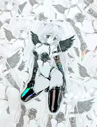 Image 1 of Fallen Angel Anime Oil Slick Angel Holographic Sticker