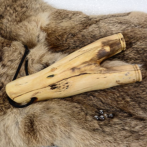 Image of Natural Fork Slingshot, Maple Wood Catapult, Gift for Hunter, Minimalist sling shot