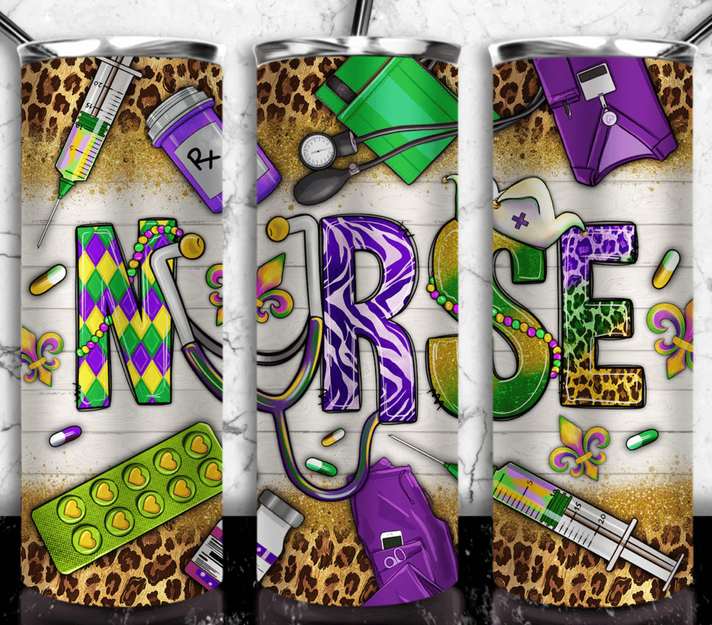 Image of Nurse 20 oz Mardi Gras Tumbler