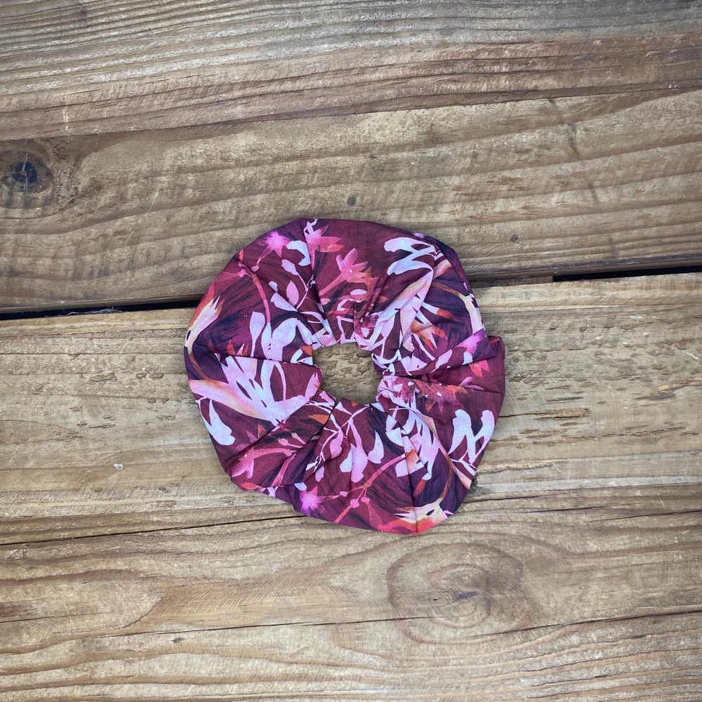 Image of Maroon Floral Scrunchie