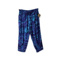 Image 1 of ♻️ UPCYCLED L Free People Linen Blend Pants in Purple Haze Geode Ice Dye