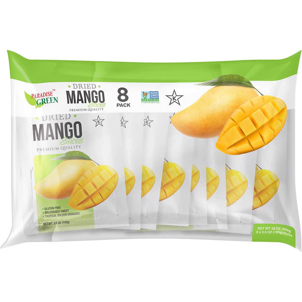 Image of YMangoSsnack-Paradise Green Premium Dried Mango Slices Deliciously Sweet, good source of vitamin C