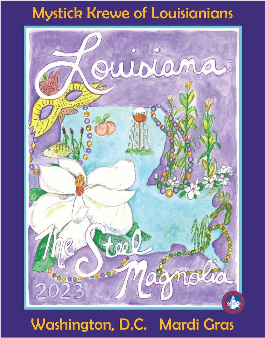 Image of Louisiana: The Steel Magnolia Washington Mardi Gras Poster 2023