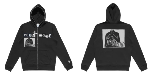 Mona lisa full zip up hoodie (Black)