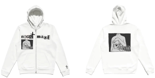 Mona lisa full zip up hoodie (White)