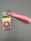 Pink Strawberry Starbucks Coffee Keychain