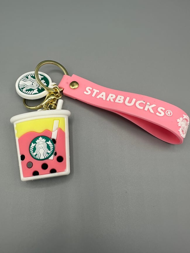 Pink Strawberry Starbucks Coffee Keychain