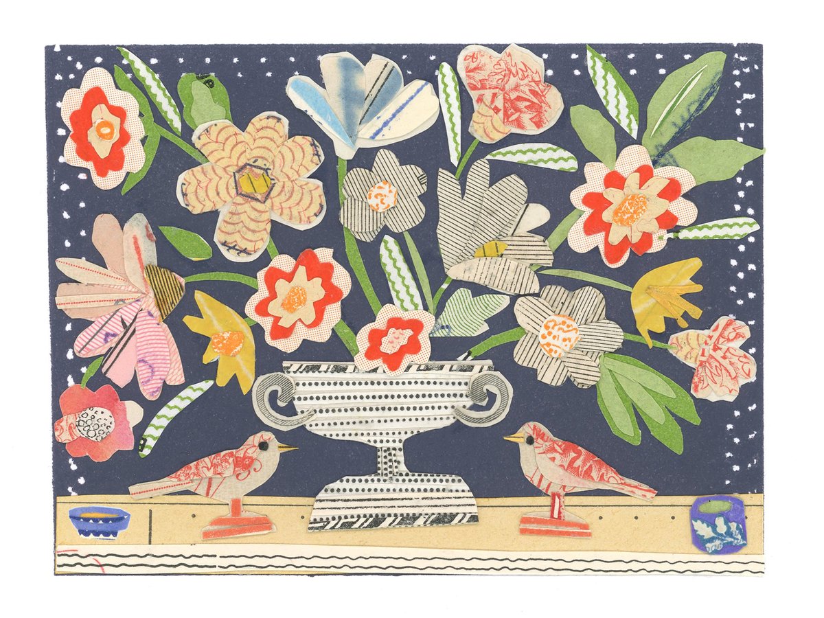Image of Flowers And Red Birds.........GICLEE PRINT