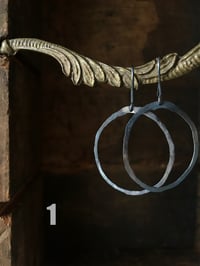 Image 3 of Organic hammered hoops - oxidized sterling 