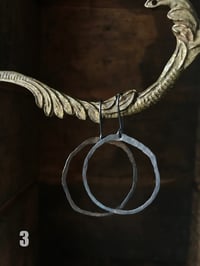 Image 4 of Organic hammered hoops - oxidized sterling 
