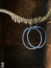Image 1 of Organic hammered hoops - oxidized sterling 