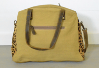 Image 4 of Myra Bag Wild in Woods Shoulder & Handbag- Leopard Print Hair-On Leather, Canvas, Leather