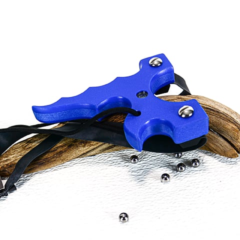 Image of Blue Textured HDPE Slingshot, Catapult, The Twister, Hunters Gift, Right Handed Shooter, Sling Shot