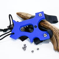 Image 1 of Blue Textured HDPE Slingshot, The Hooligan, Hunters Gift, Right Handed Shooting Sling Shot