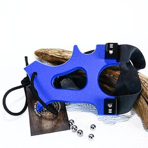 Image of Blue Textured HDPE Slingshot, The Hooligan, Hunters Gift, Right Handed Shooting Sling Shot