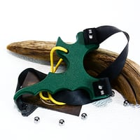 Image 2 of Green Textured HDPE Slingshot, The Twister, Hunters Gift, Right Handed Sling Shot, Survivalist Gift