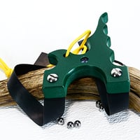 Image 3 of Green Textured HDPE Slingshot, The Twister, Hunters Gift, Right Handed Sling Shot, Survivalist Gift