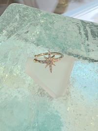 Image 2 of 14k solid gold diamond starburst ear cuff 