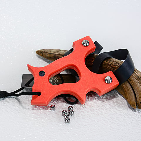 Image of Slingshot, Orange Textured HDPE Sling shot, Right Handed Shooter, Hunters Gift, Catapult