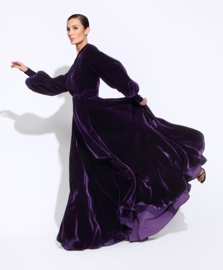 Deep Purple Limited Edition Silk Velvet Beverly Dressing Gown PRE-ORDER FOR NOVEMBER DELIVERY