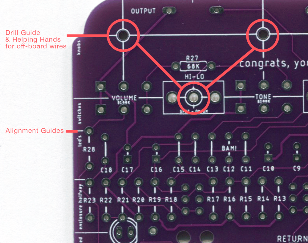 BamBee PCB & Daughterboard - DIY Guitar Pedal - Roland AF-100 BeeBaa Fuzz and Treble Booster Clone