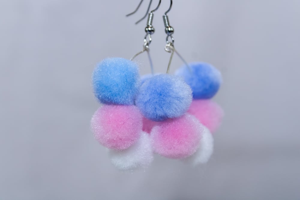 Image of Trans Pom Earrings