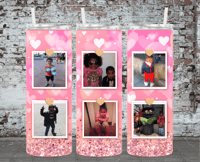 Image 1 of Pink Heart Glitter Photo Tumbler