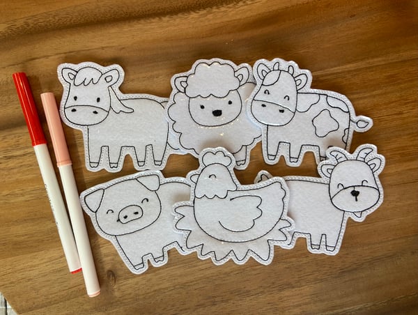Image of Reuseable Coloring Farm Animals