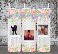 Image 1 of Wood Panel Floral Photo Tumbler