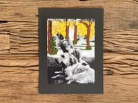 Image 1 of Hand embroidered photo of child with pet