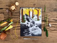 Image 2 of Hand embroidered photo of child with pet