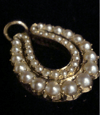 EDWARDIAN VICTORIAN 18CT YELLOW GOLD LARGE NATURAL SEED PEARL HORSESHOE PENDANT