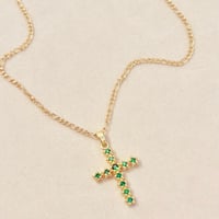 Image 2 of Green Star Cross Necklace 