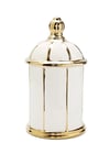 10" Tall Round Dome Covered White and Gold Jar.