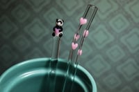 Image 3 of Panda 'n Hearts Set - Glass Straw & Stir Stick