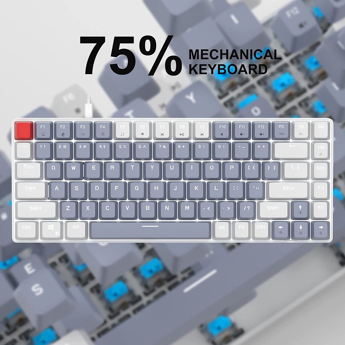 Image of 75% Mechanical gaming keyboard(white/Grey)