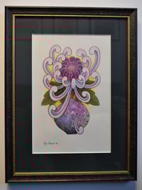 Image 2 of Purple Chrysanthemum in Marbled Vase (Original)