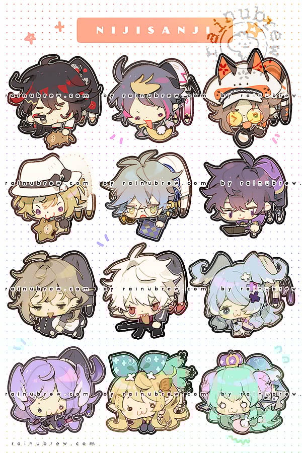 Image of NEW! Nijisanji EN Vtuber | 1.25 inch Charms Keychains | Luxiem + LazuLight + Noctyx