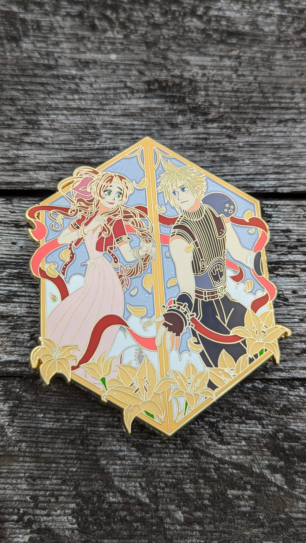 Cloud and Aerith Enamel Pin