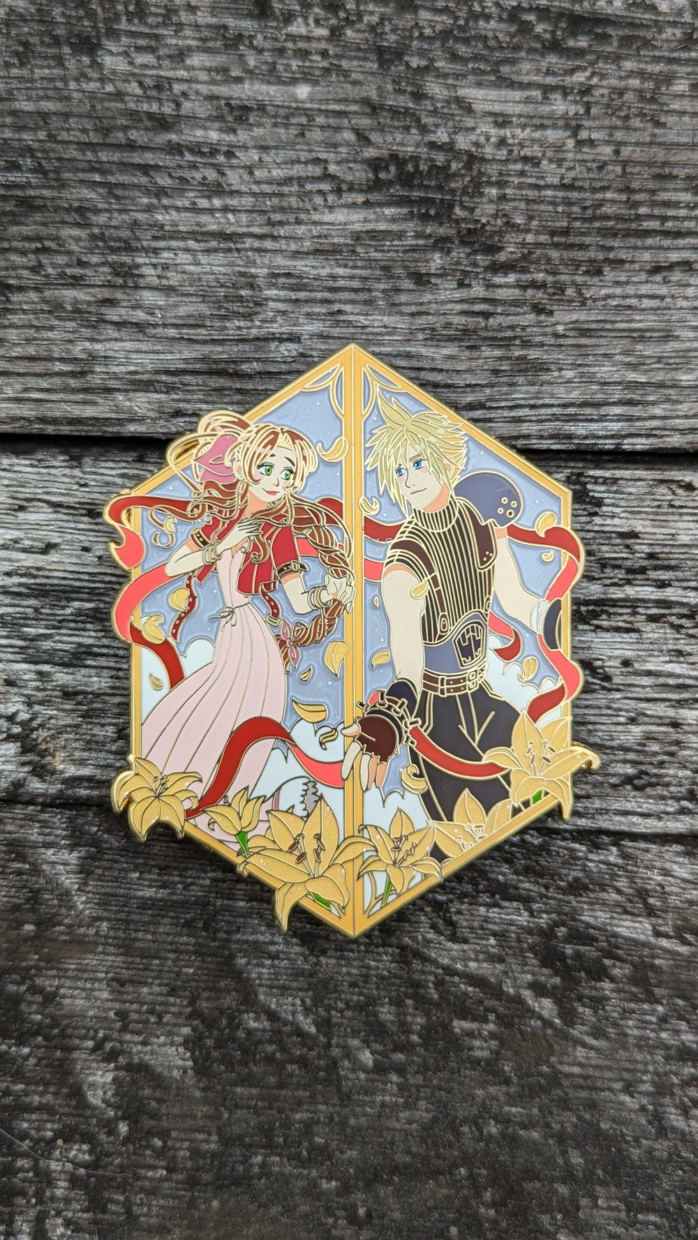 Cloud and Aerith Enamel Pin