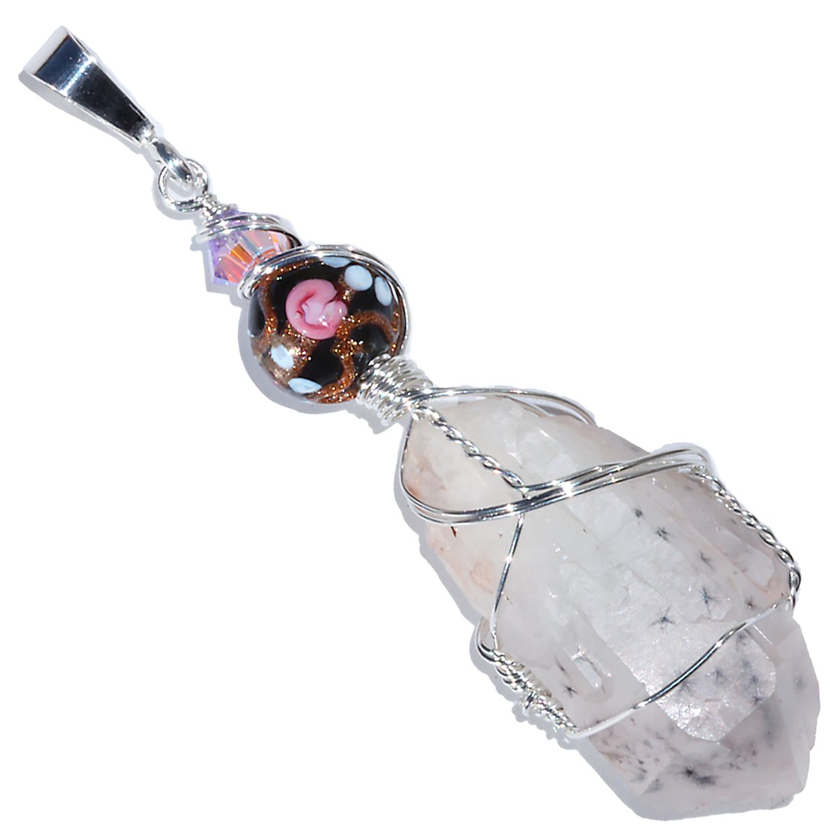 Star Hollandite Quartz Crystal Pendant
