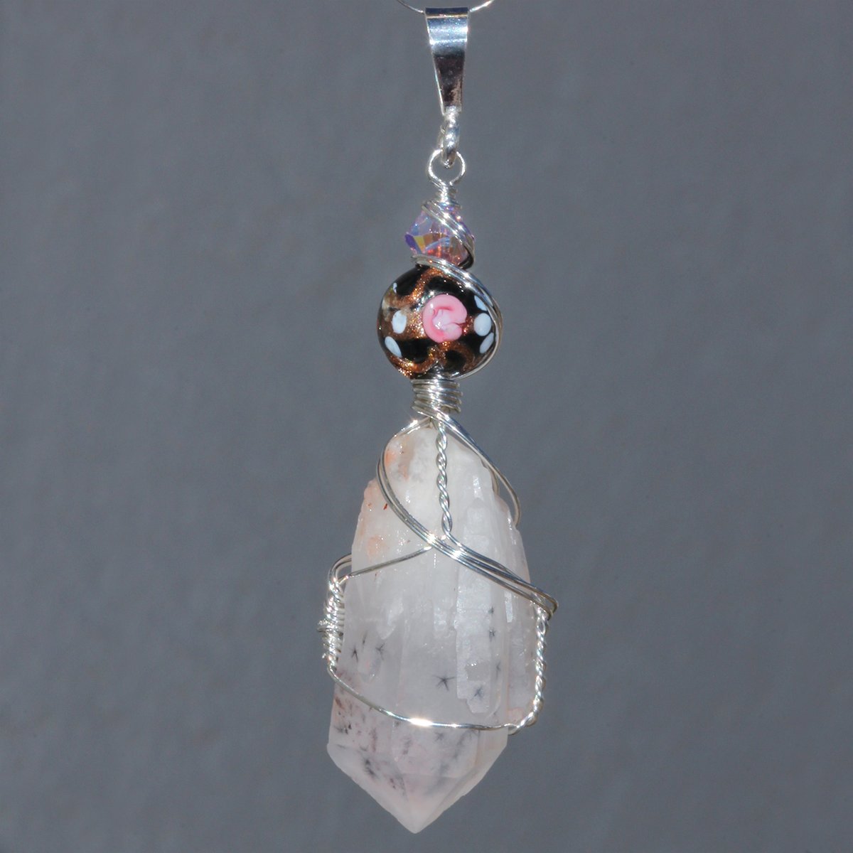 Star Hollandite Quartz Crystal Pendant