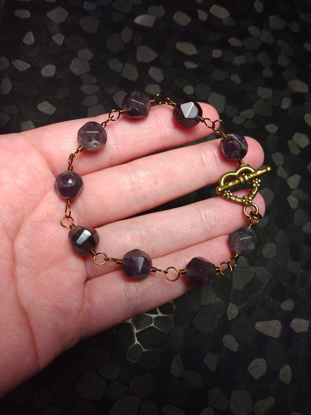 Amethyst wire wrapped bracelet 