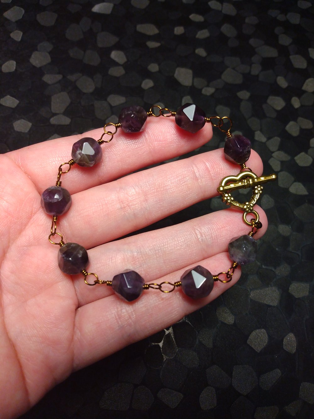 Amethyst wire wrapped bracelet 